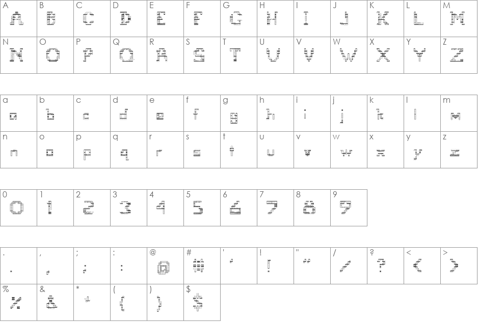 Tetris 2 font character map preview