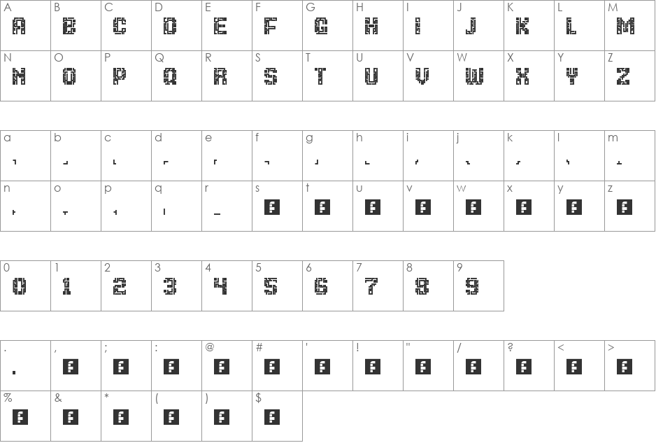 Tetrisyde font character map preview