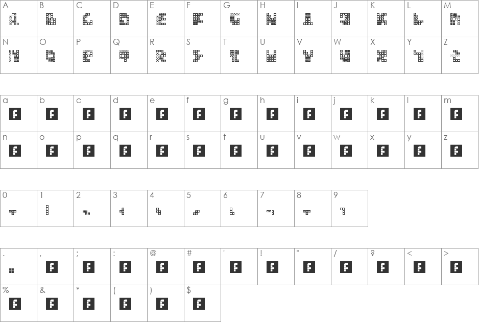 tetrominoid font character map preview