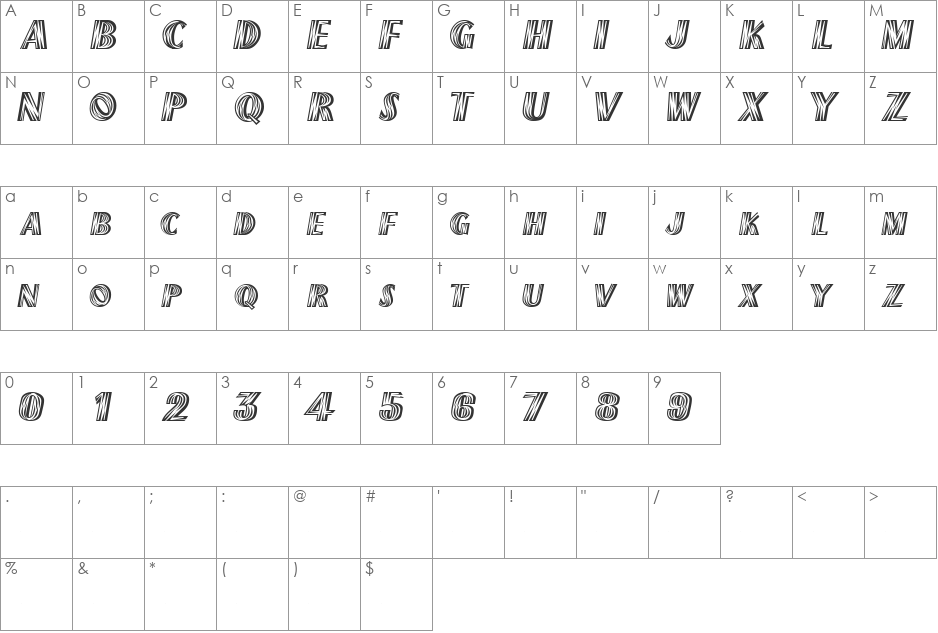 TexMexDisplaySCapsSSi font character map preview