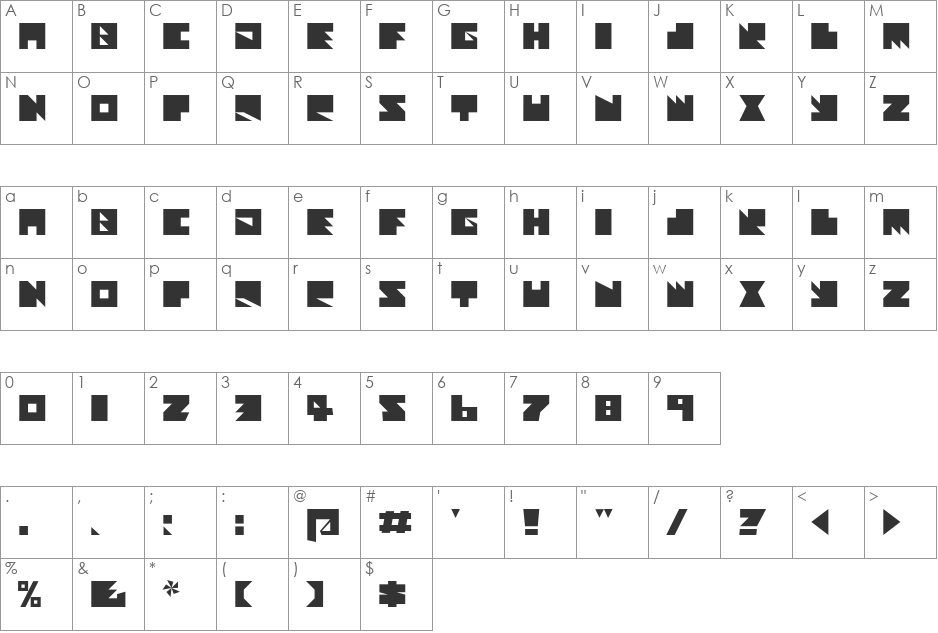 Textan - Square font character map preview
