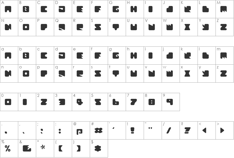 Textan Round font character map preview