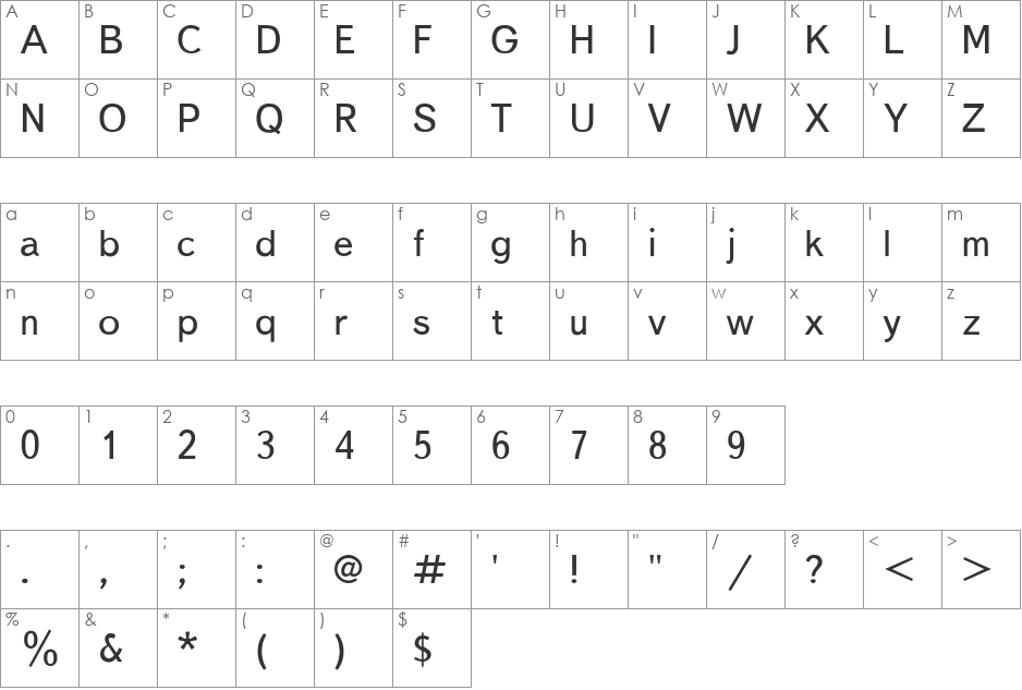 TextBook font character map preview