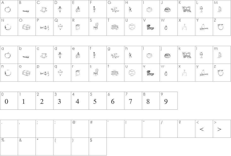 Textbook Math font character map preview