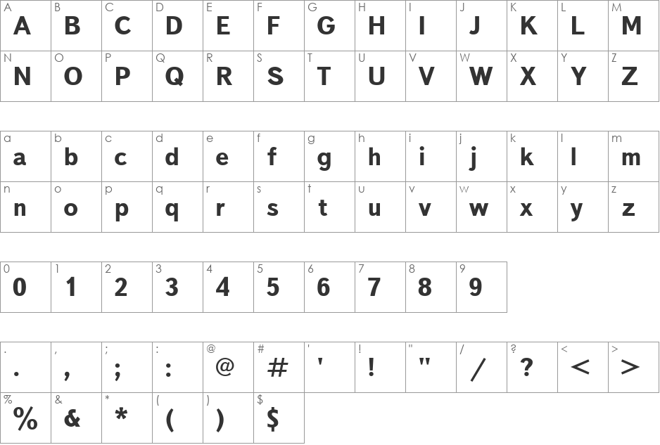 TextBookC font character map preview