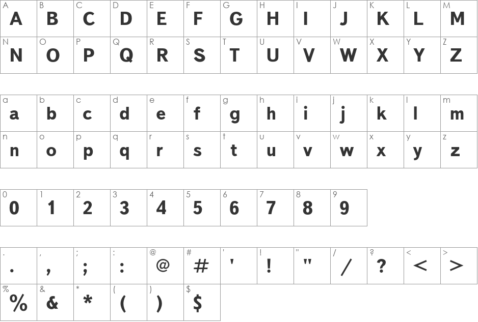 TextBookC font character map preview