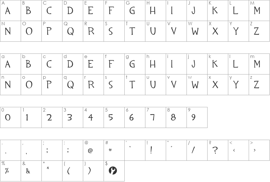 TF2 font character map preview