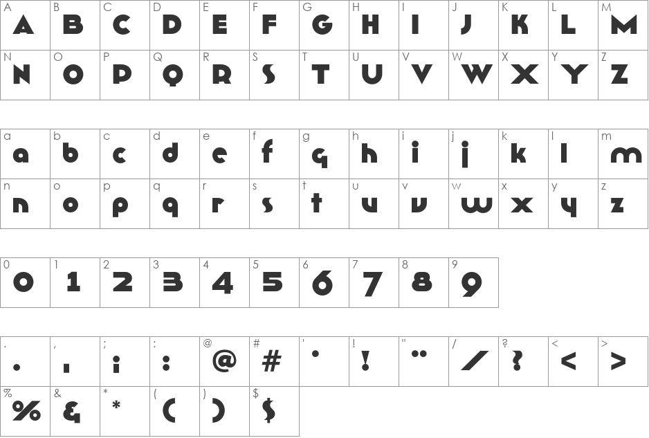 TFRoux font character map preview
