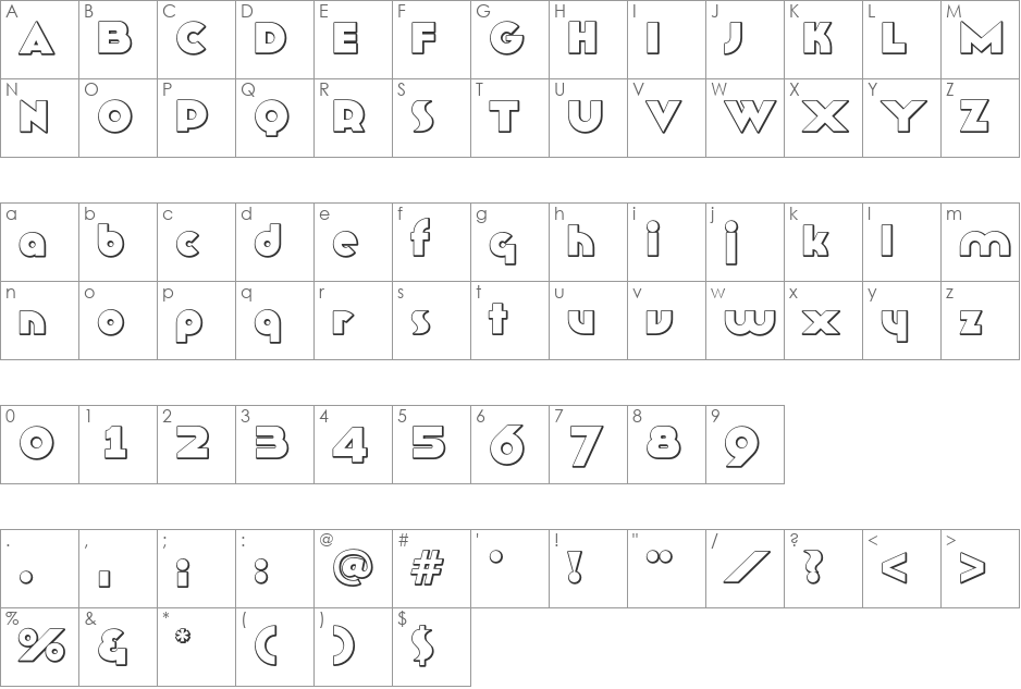 TFRoux font character map preview