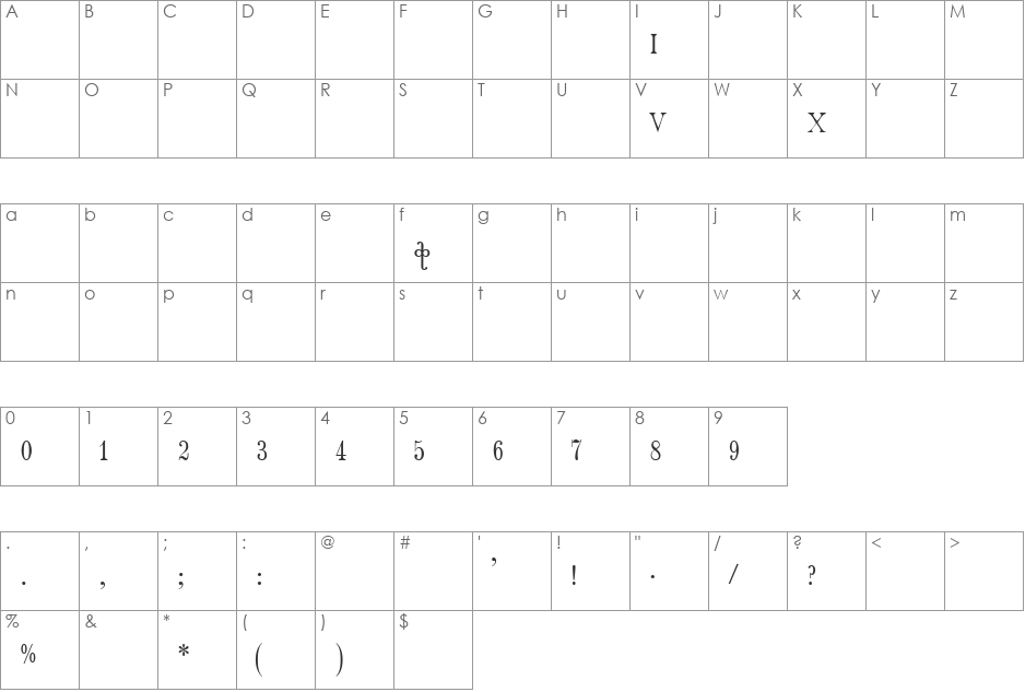 TFRustaveli font character map preview