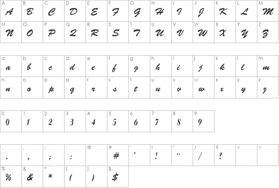 TFVictoria font character map preview