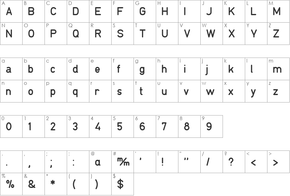 TGL 0-17 Alt font character map preview
