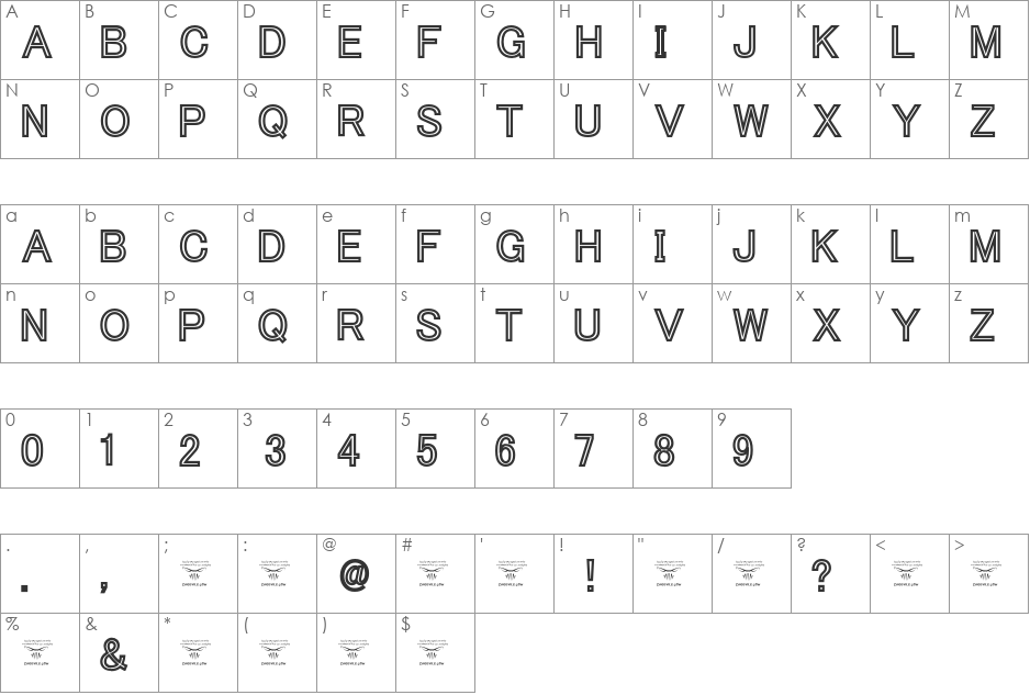 Tha Cool Kidz font character map preview