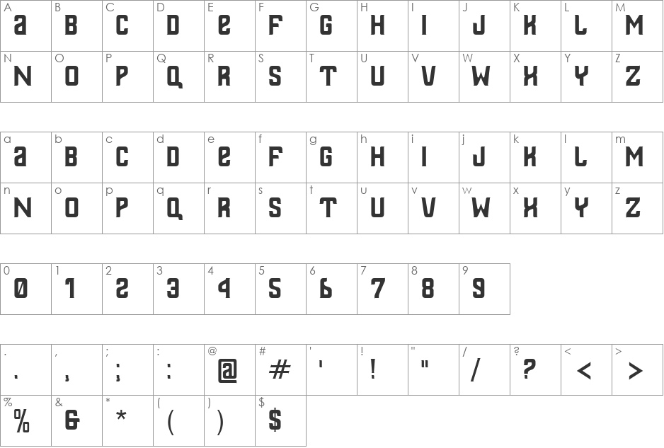 Thailandesa font character map preview