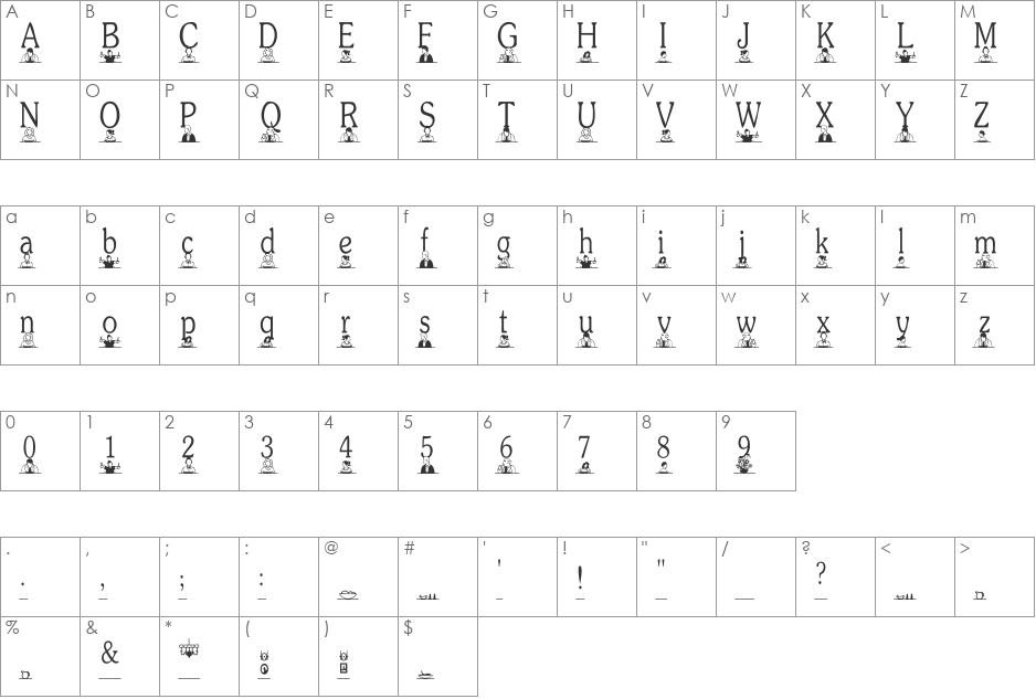 Thanksgiving II font character map preview