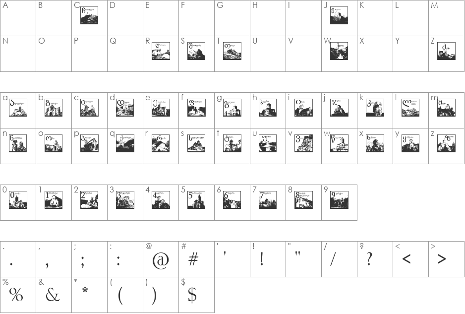Thart_OldGeorgianArchitecture font character map preview