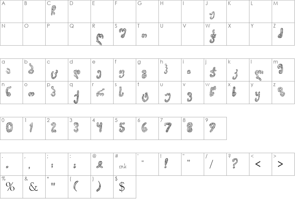 Thart_Ts_Geo font character map preview