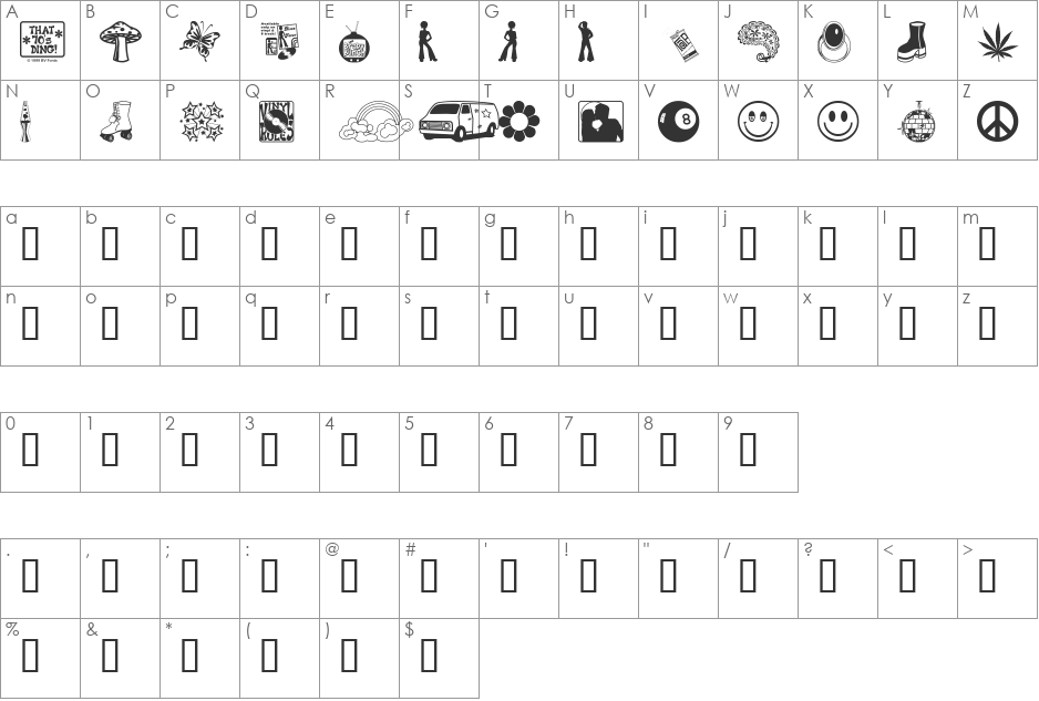 That 70's Ding! BV font character map preview