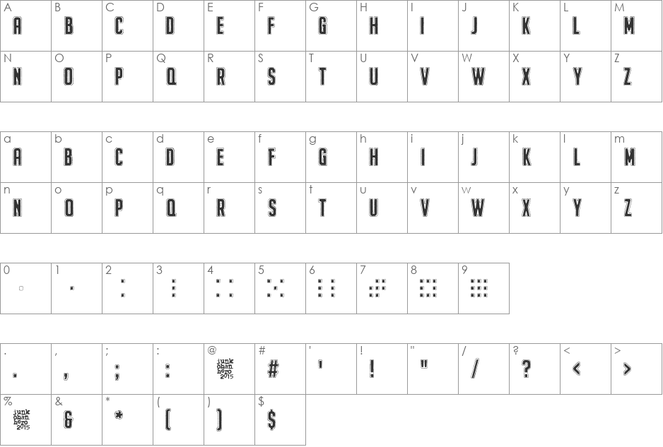 The Beginning Of Memory font character map preview