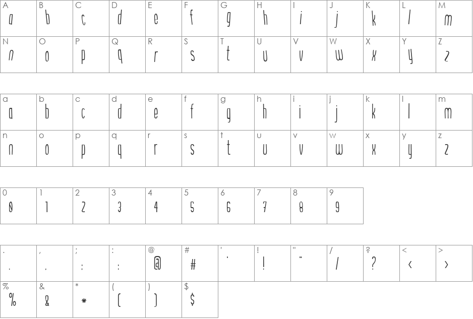 the bends font character map preview