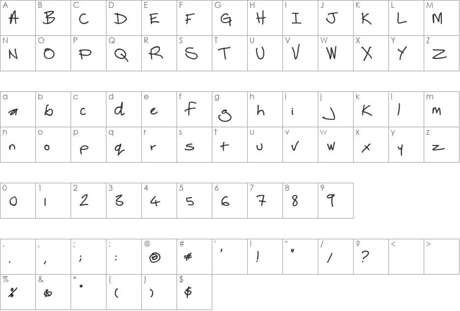 The best of my love font character map preview