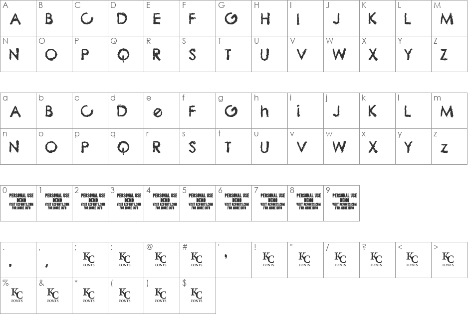 The Biz font character map preview