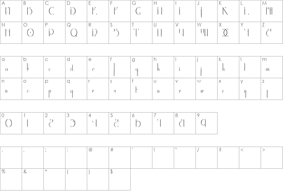 The Black Manba font character map preview
