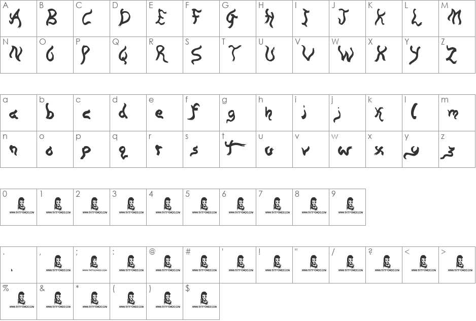 The Boatman font character map preview