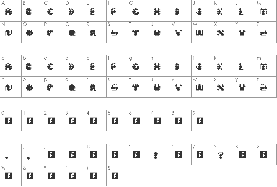 THE CBC font character map preview