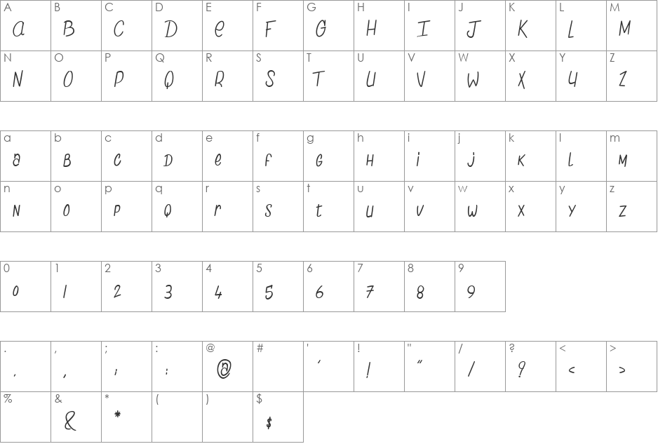 The Chicken love Story font character map preview