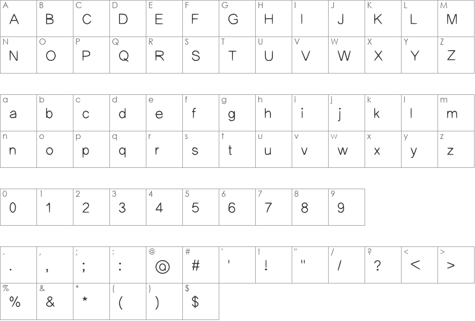 The Confession Full font character map preview