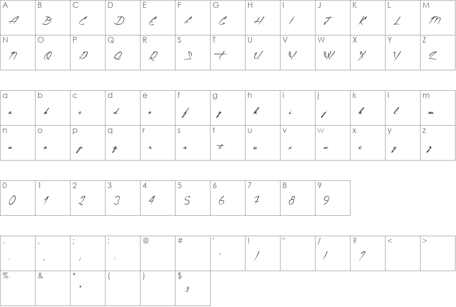 The Constellation of Heracles font character map preview