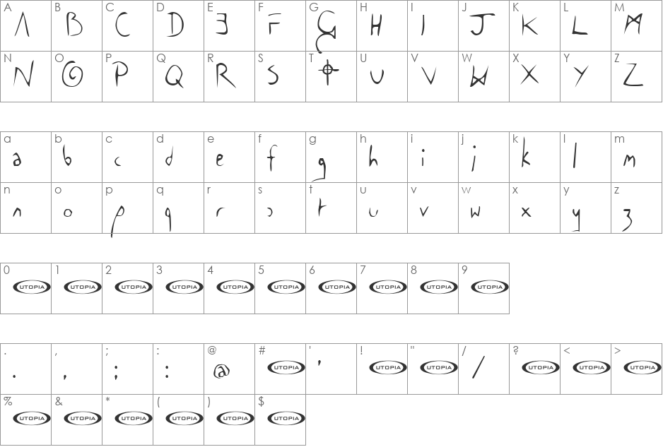 The Cowboy Font font character map preview