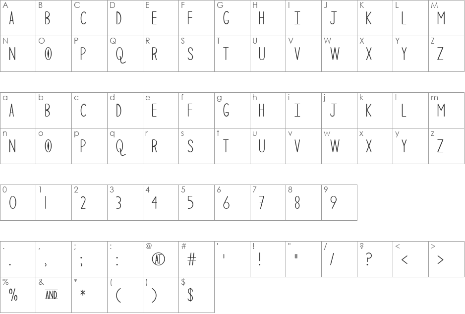 The Curious Cat font character map preview