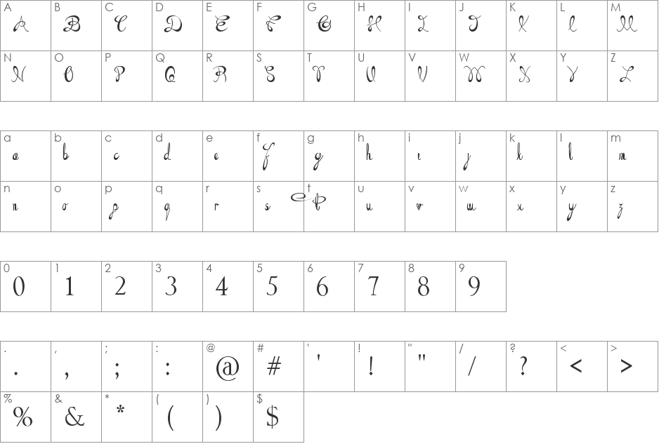 the Daily Bread font character map preview