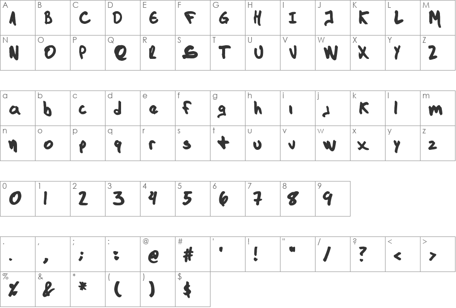 The Dark Jackal font character map preview