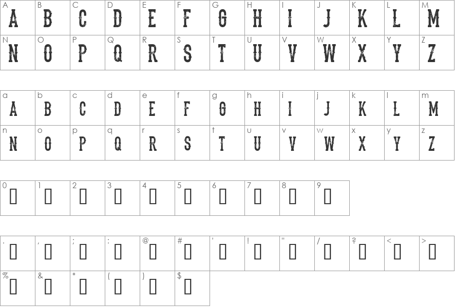 the dead saloon font character map preview