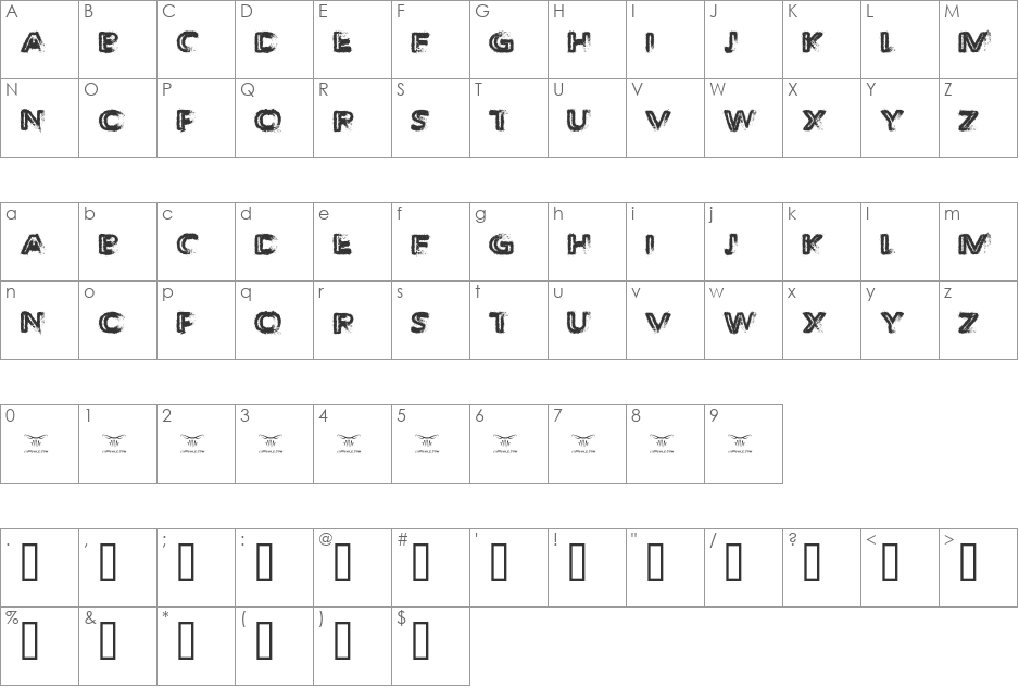 The Decompozed font character map preview