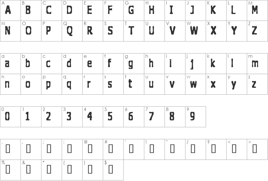 The Doghouse font character map preview