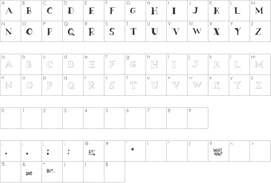 The Enemy Gene font character map preview