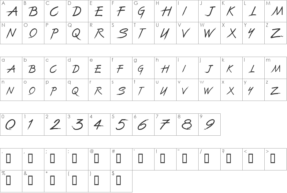 The Font With No Name font character map preview