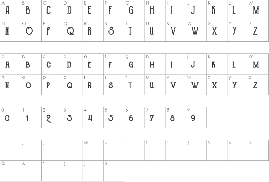 The Goldsmith Vintage font character map preview