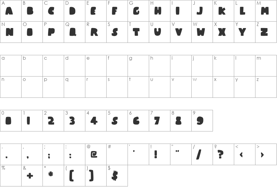 Beluga Script font character map preview