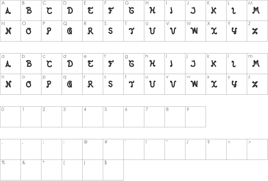 The Happy Face Returns font character map preview
