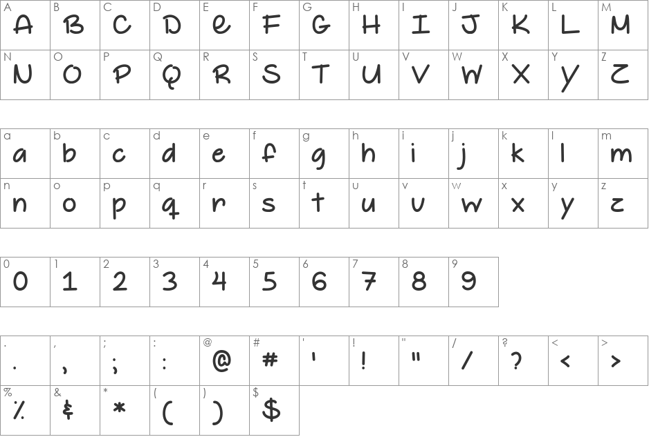 The Happy Giraffe font character map preview