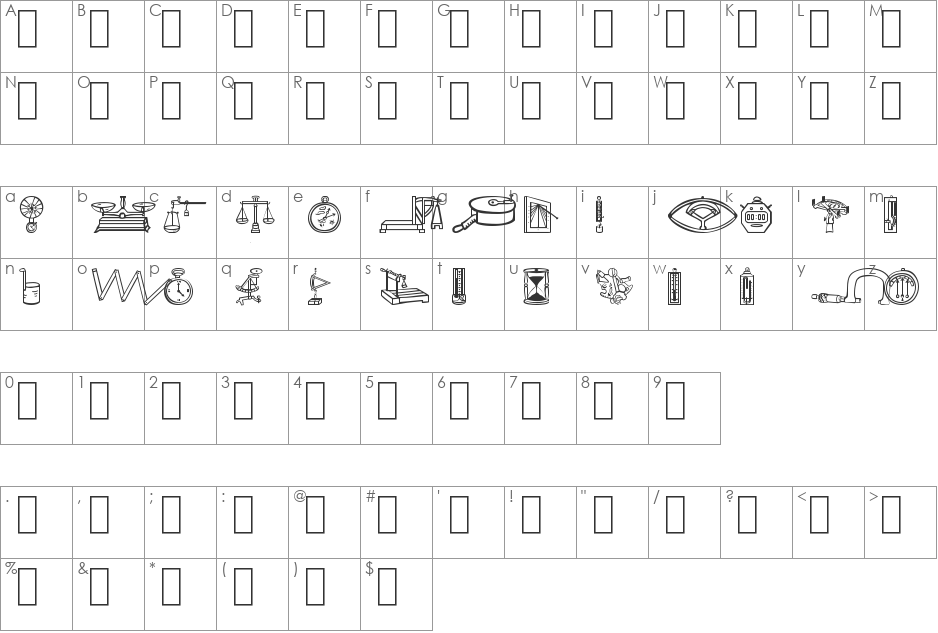 The happy medium font character map preview