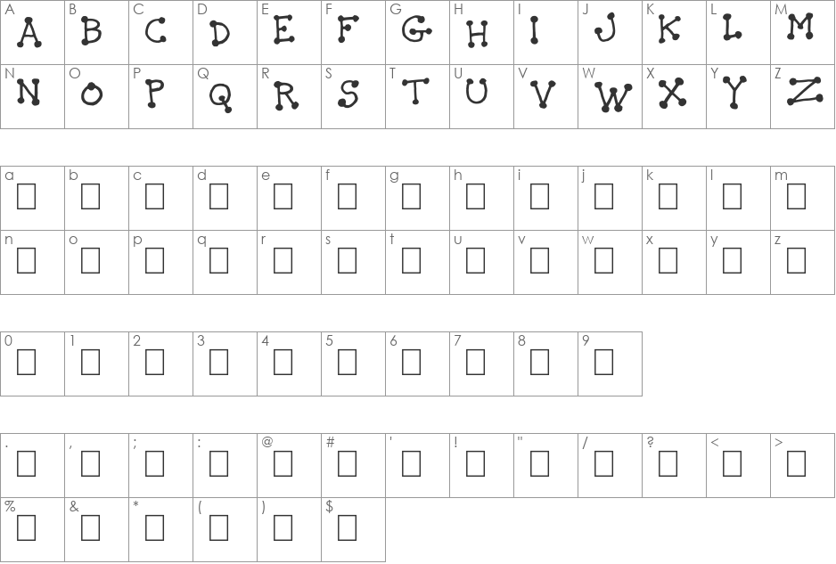 THE IDIOT font character map preview