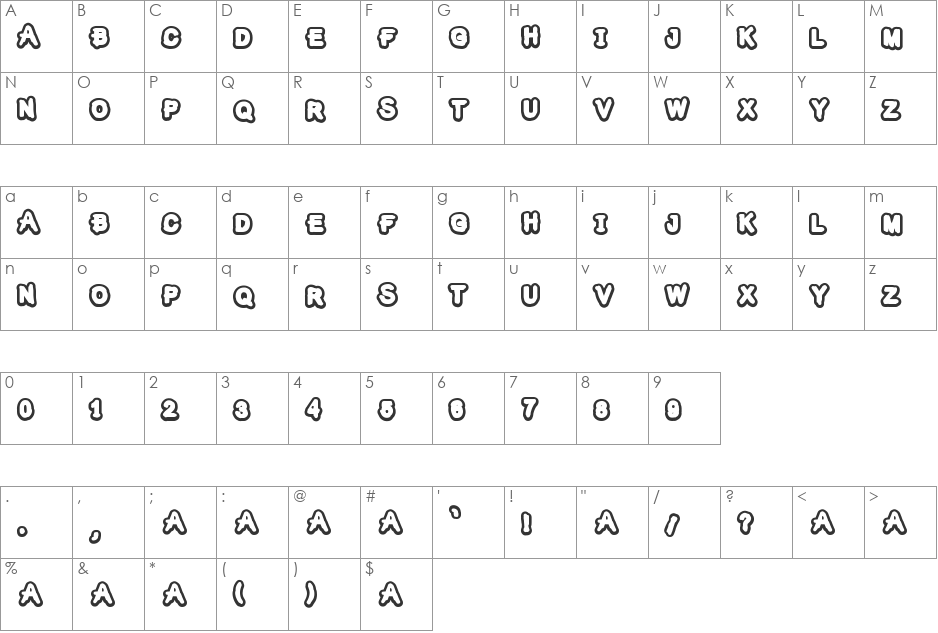 The Kids Mraker font character map preview