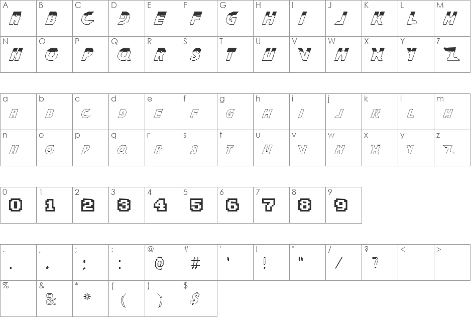 The King Of Fighters Family font character map preview