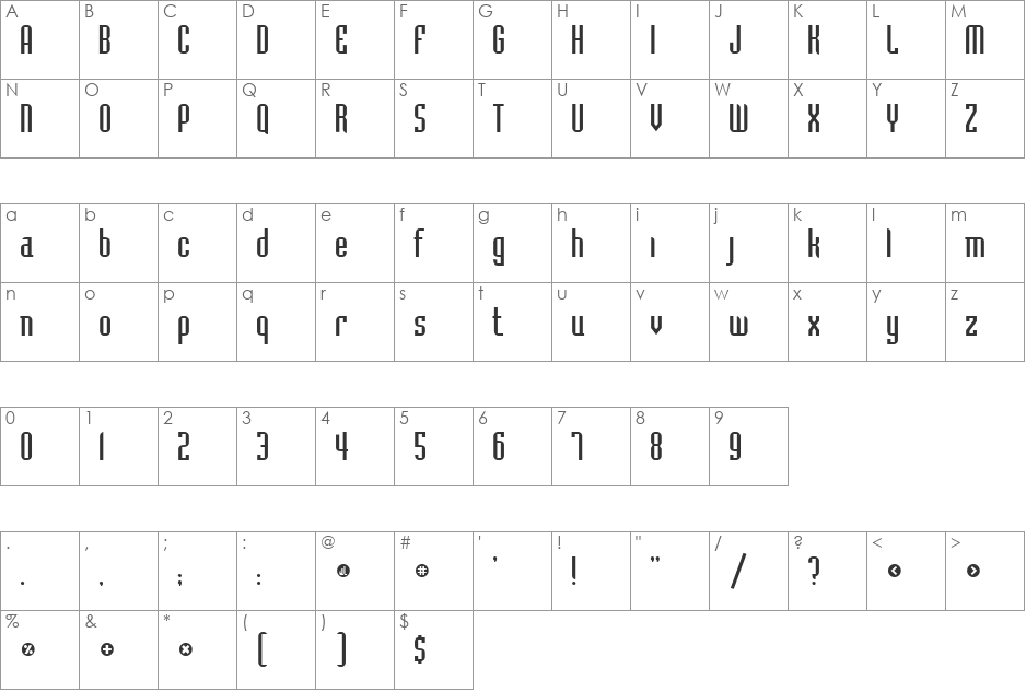 Belushi font character map preview